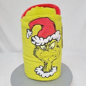 Snowpinions Angry Santa Grinch Throw Blanket Dr Seuss Portable 60 x 45 New